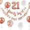 21st Birthday Banner Garland Foil Balloon 21 for 21 Birthday Decorations,Rose Gold (Banner 21)